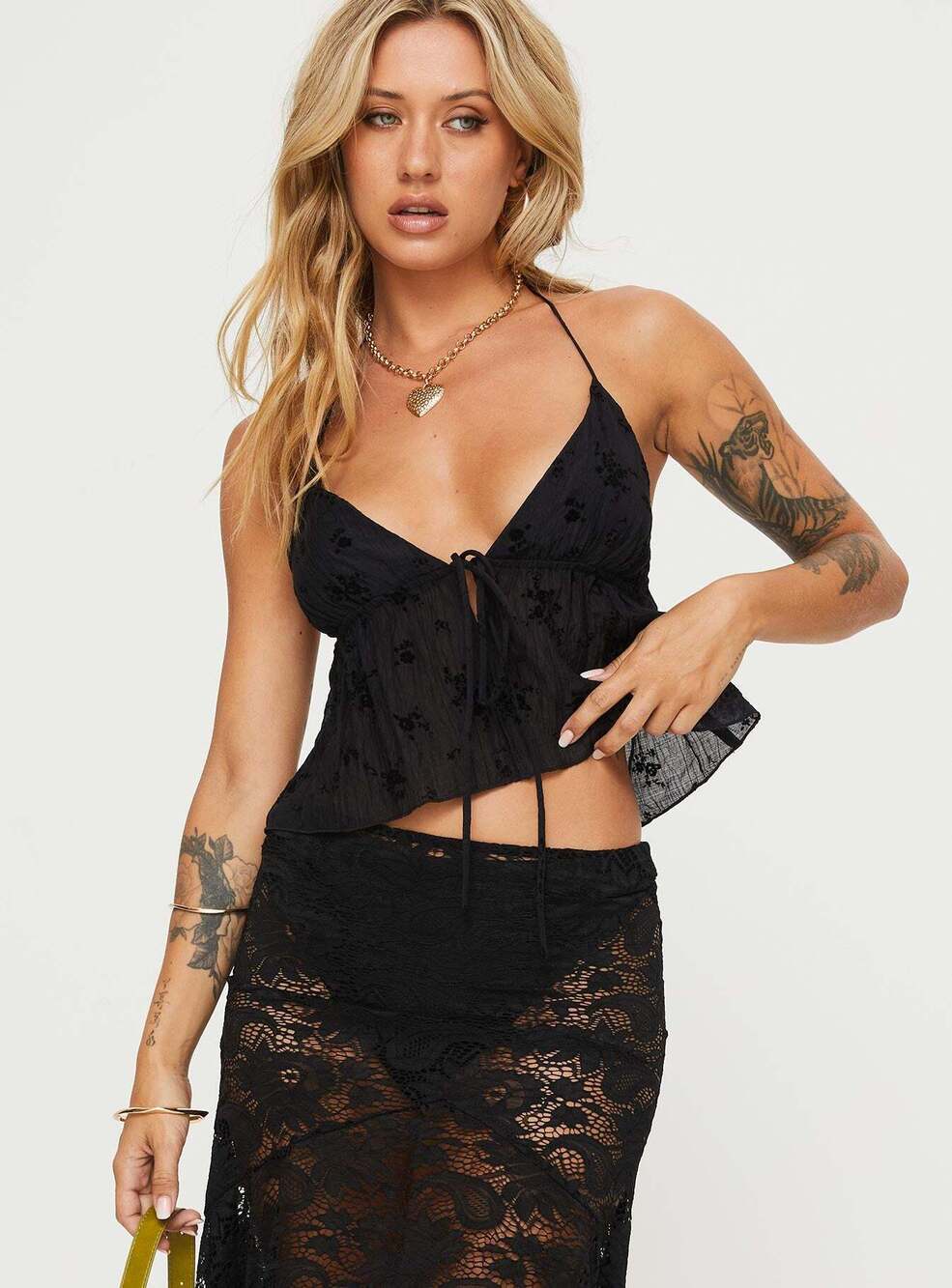 Princess Polly Keyton Top Black Sleeveless Plunge